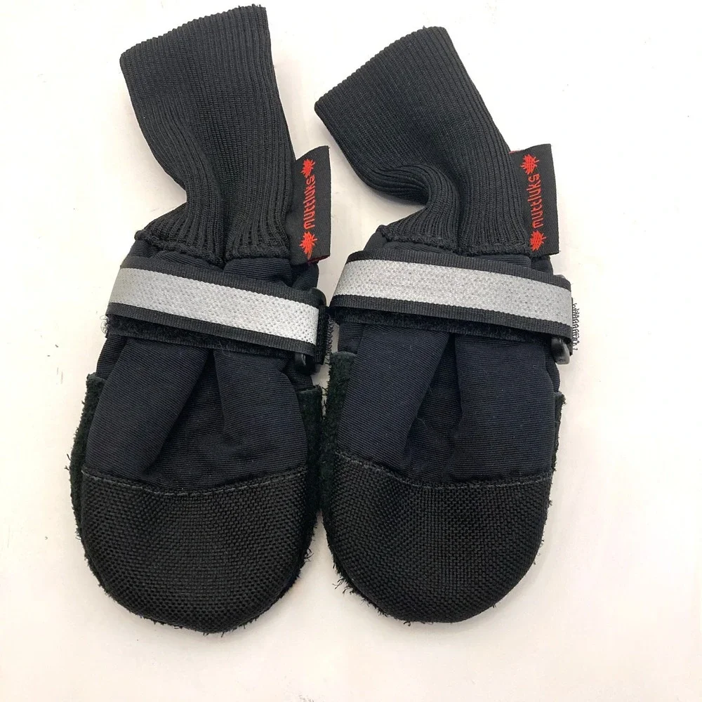 Muttluks Dog Boots Black Suede Bottom Fleece Lined Hook Loop Close XS